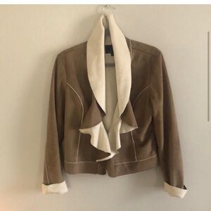 Cynthia Rowley Faux Suede  Ruffle Office Jacket size medium